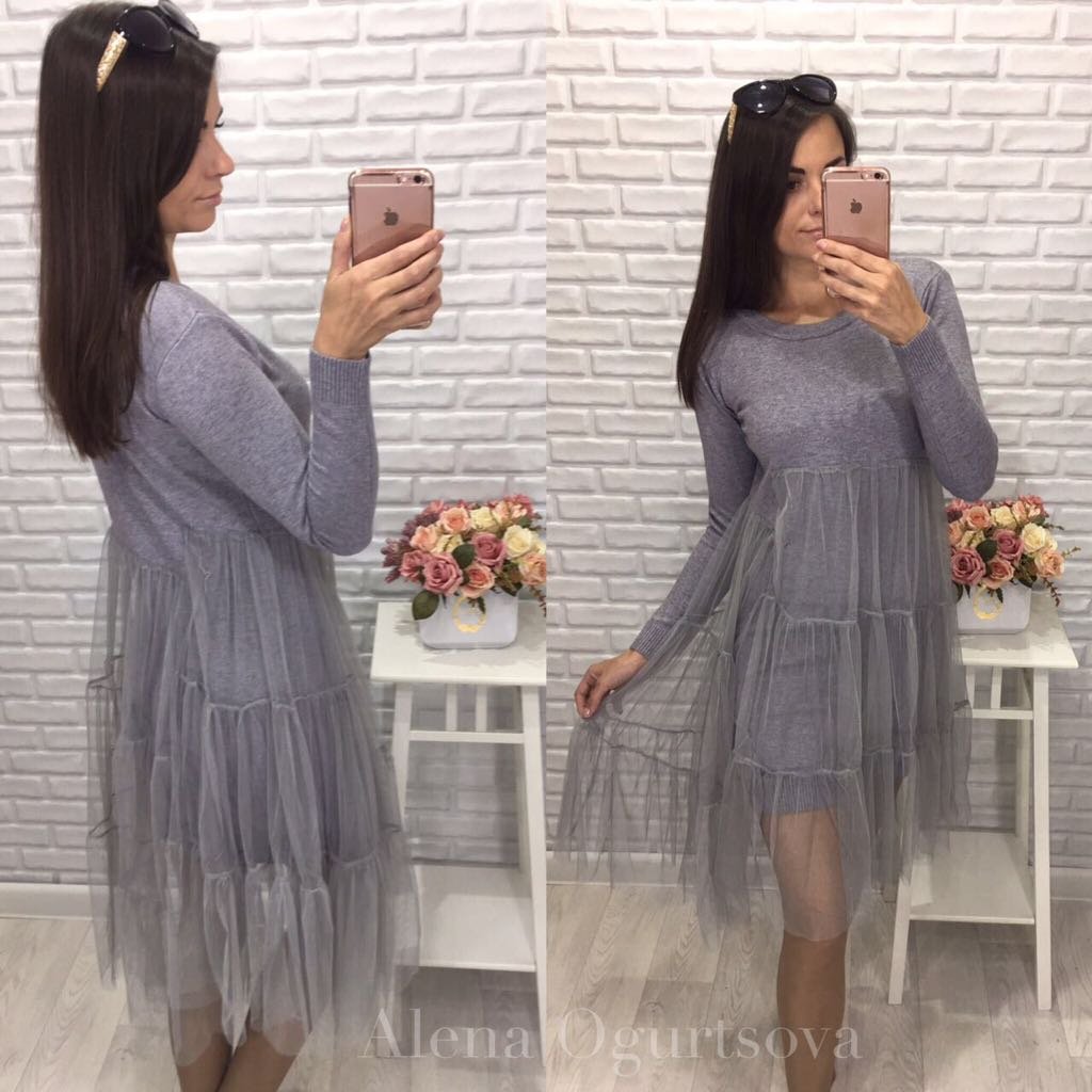 Платье верх трикотаж низ шифон