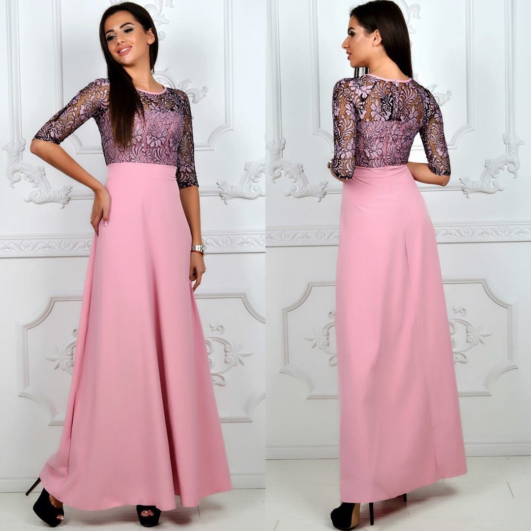 Платье с кружевным верхом и шифоновым низом