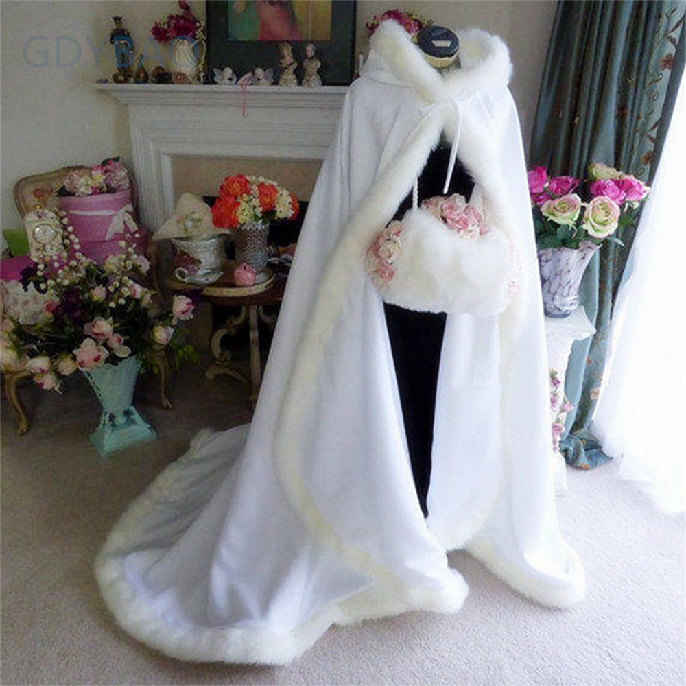 Зимняя Свадебная накидка с капюшоном