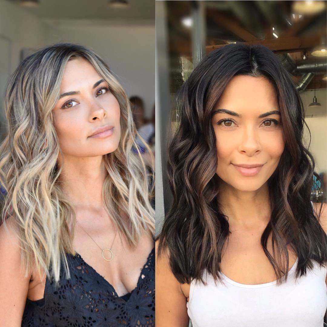 Окрашивание из блонда в брюнетку