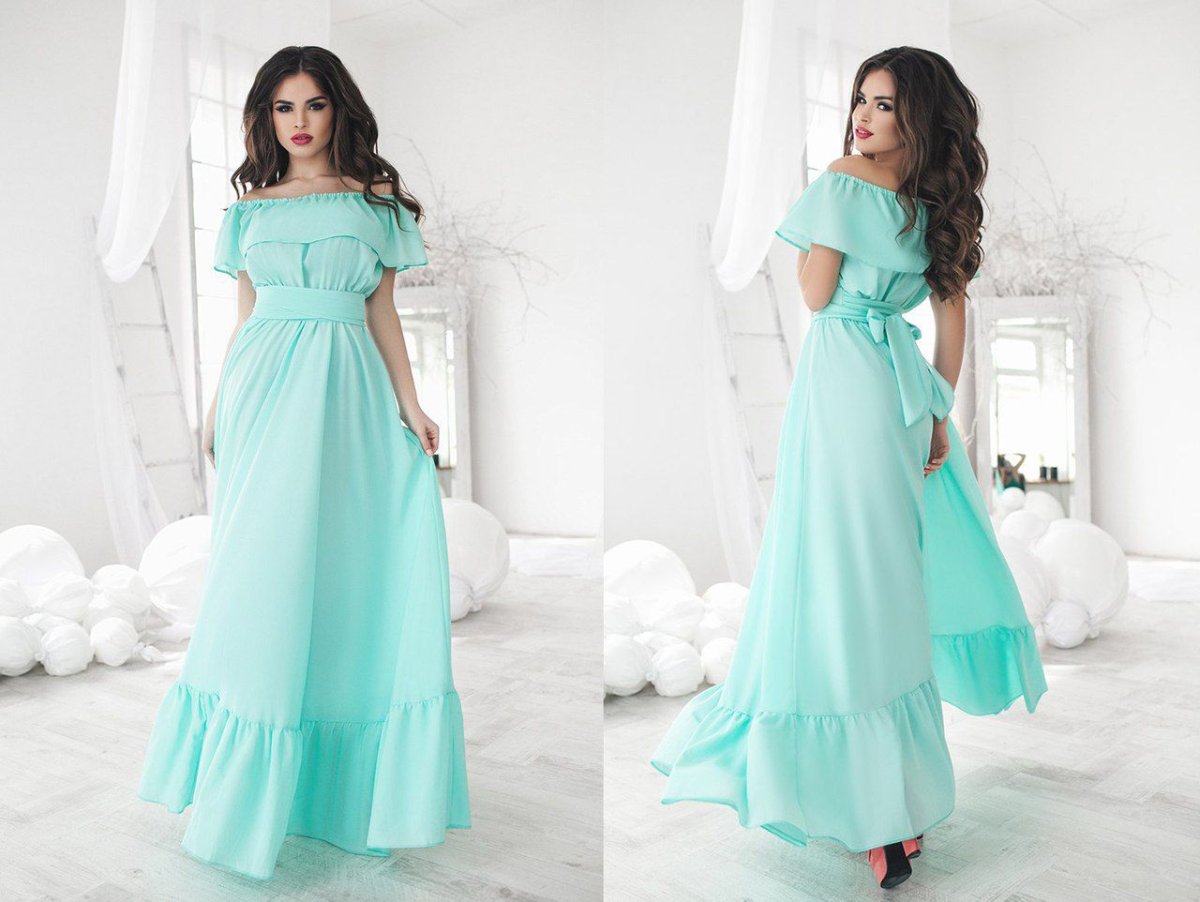 Длинное платье с оборками