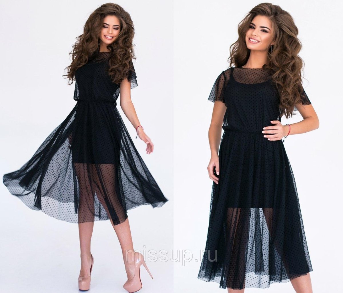 Платье в сетку черное