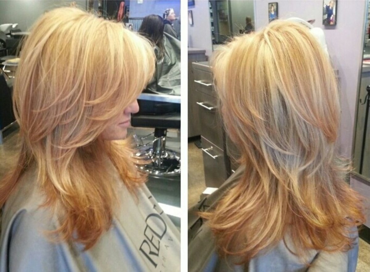 Каскад на длинные волосы спереди