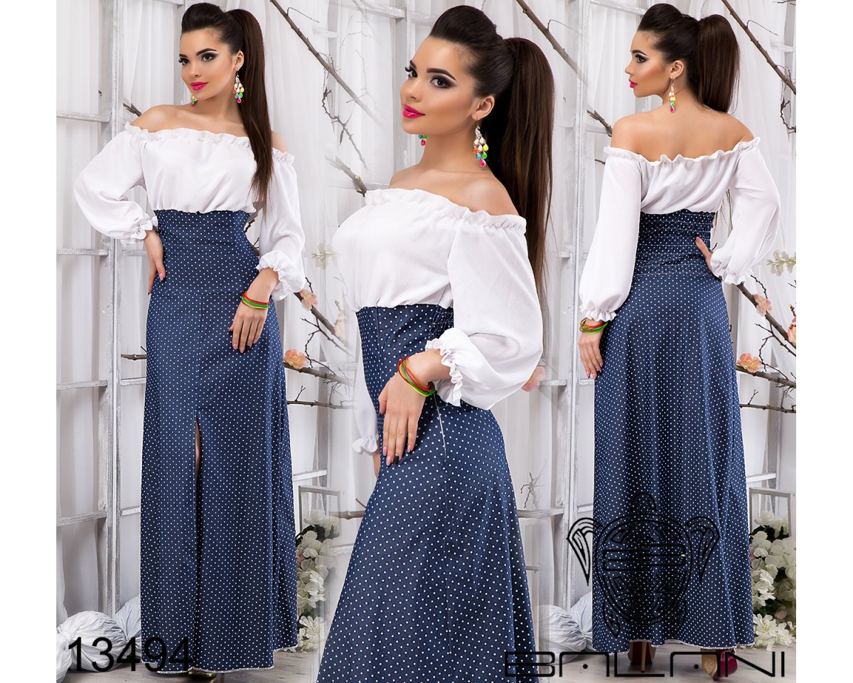 Платье верх джинс низ белый