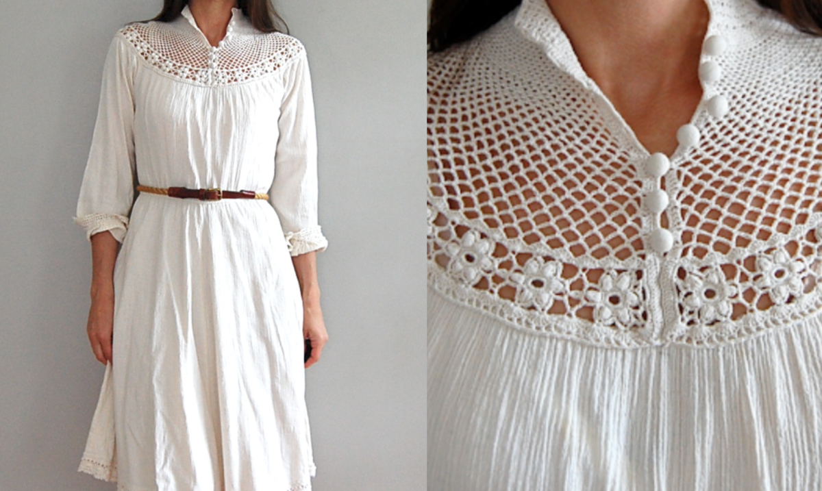 Платье комбинированное с шитьем