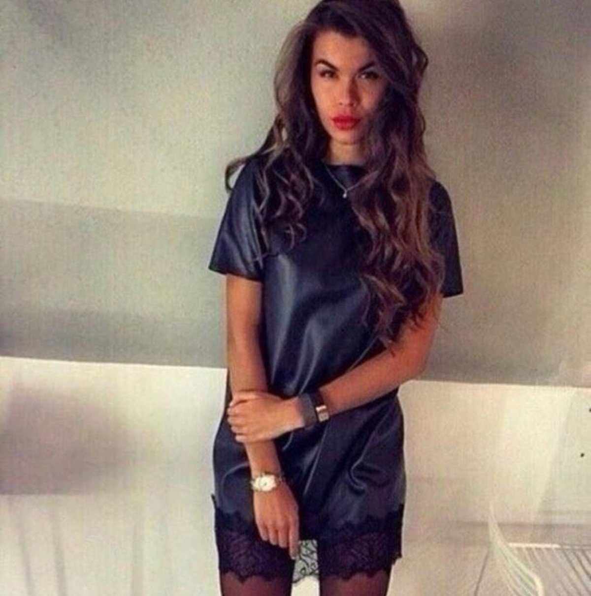 Mini skirt кожа High Heels