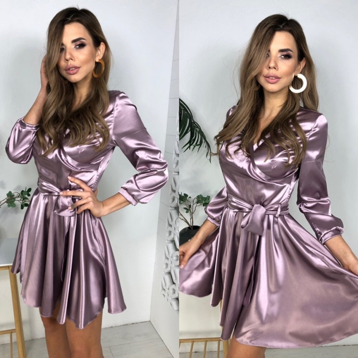 Атласное платье