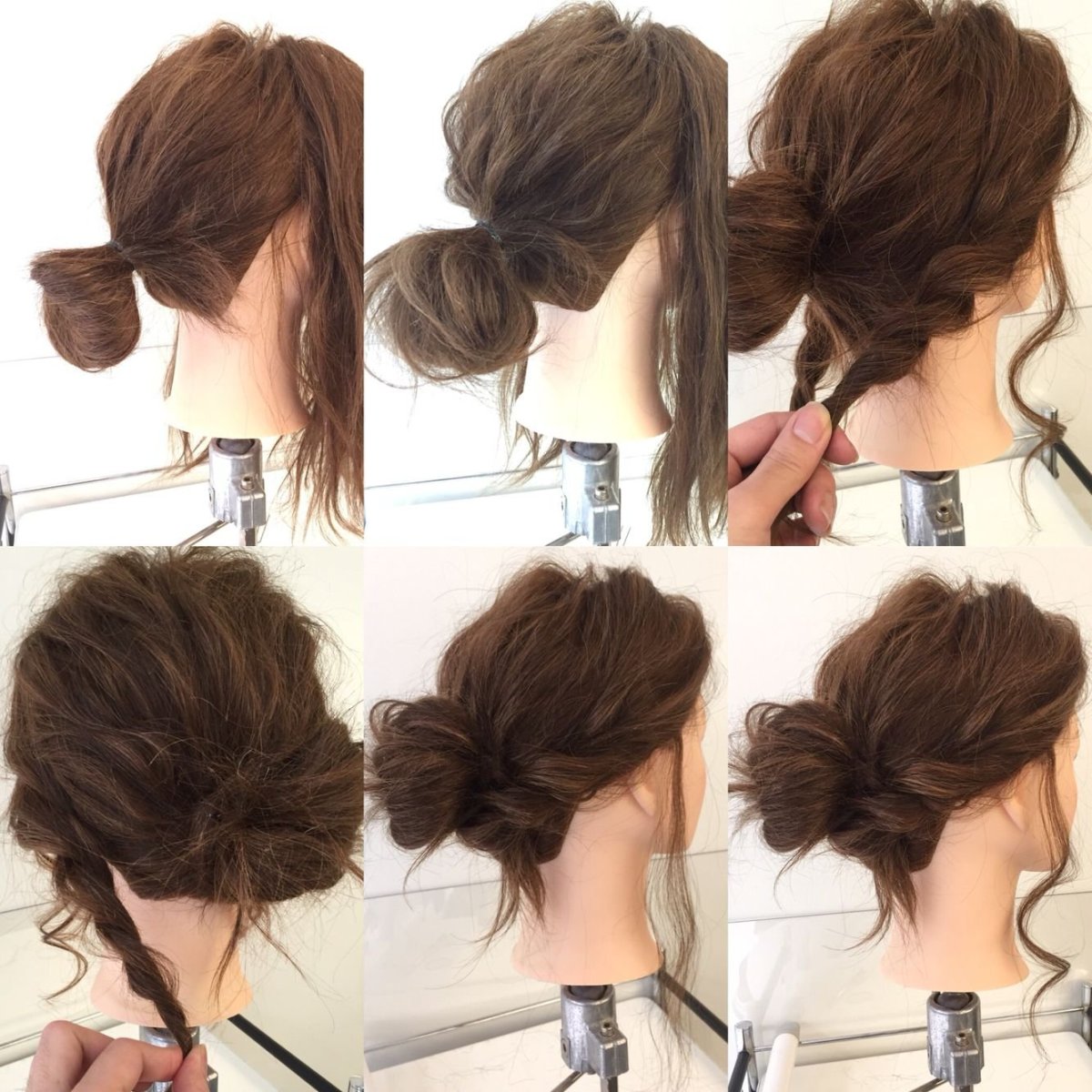 Небрежный пучок на средние волосы своими