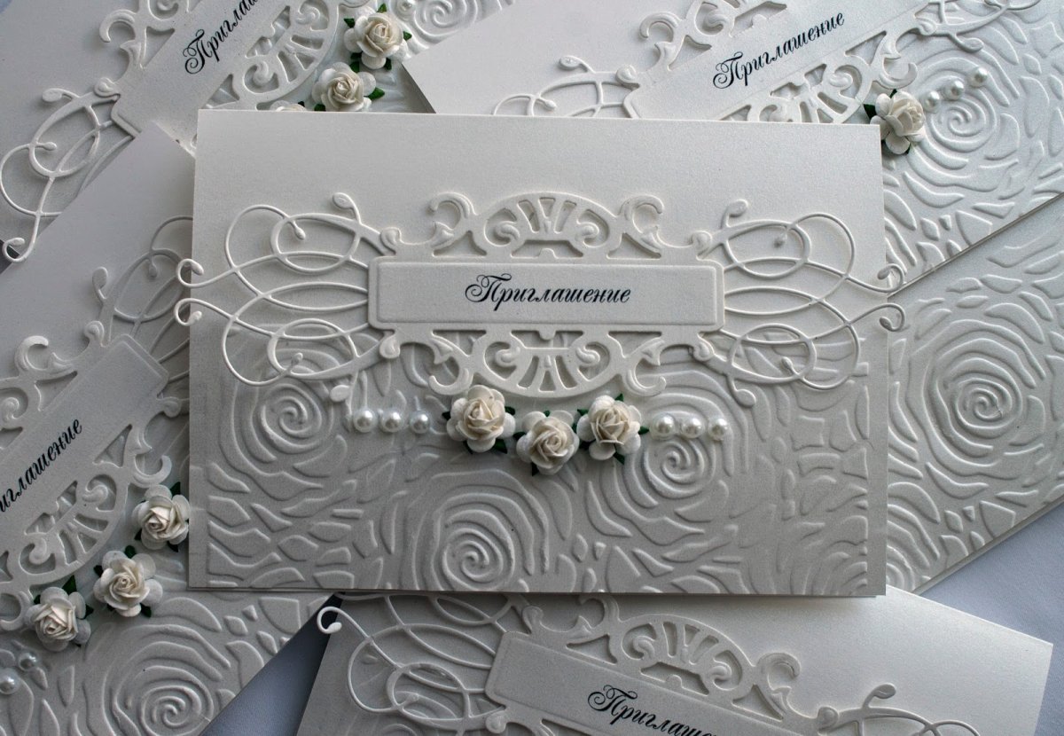 Пригласительные на свадьбу с жемчугом