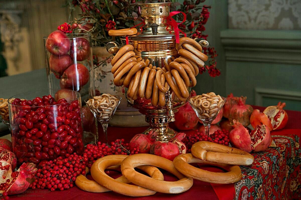 Украшение стола в русском стиле