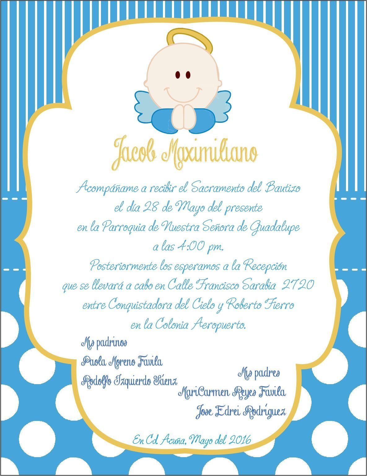 Приглашение на крестины мальчика