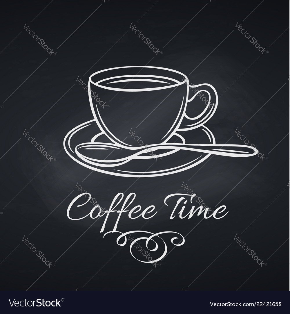 Кружки кофе на меловой доске