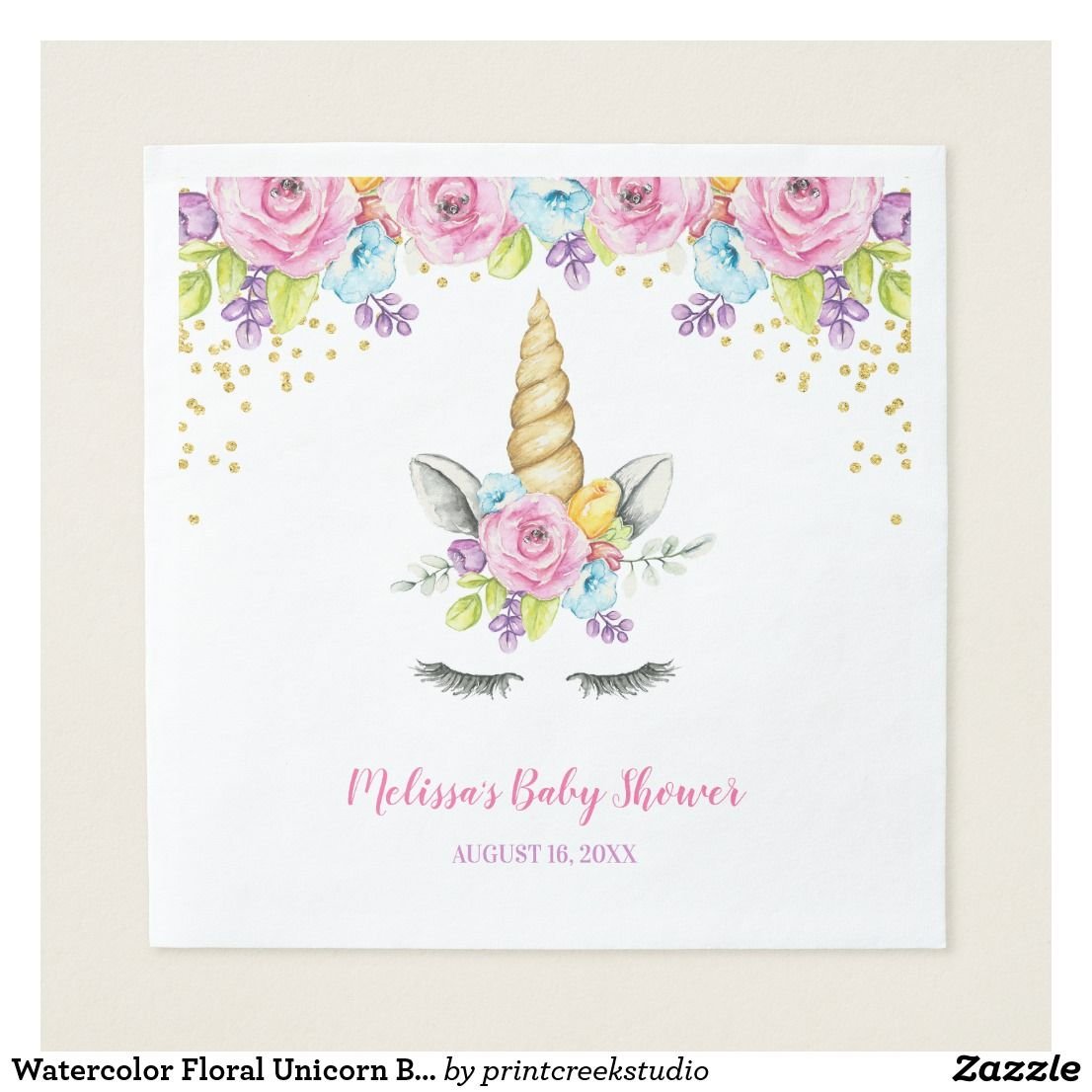 Приглашение с единорогами акварель на день рождения
