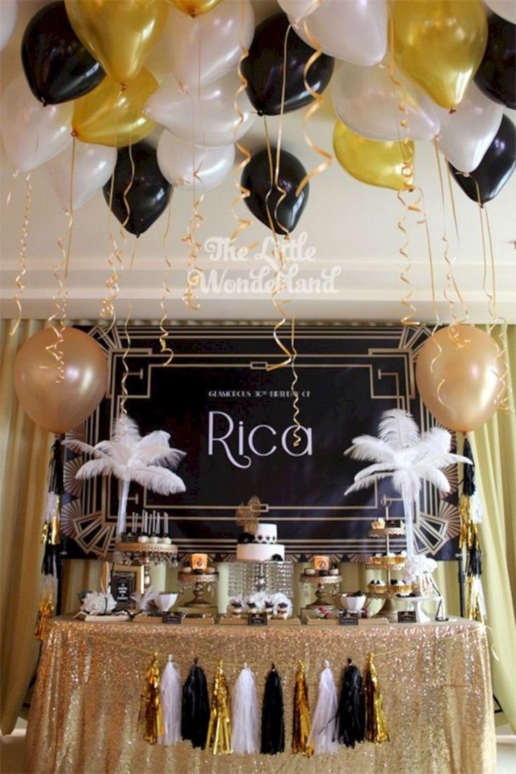 Юбилей в черно золотом стиле