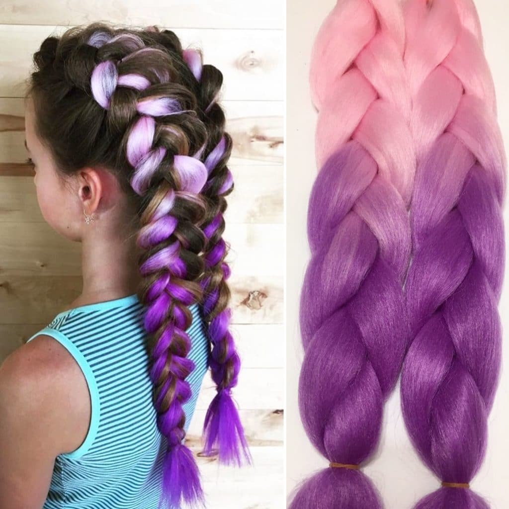 Вплетение в косы канекалон