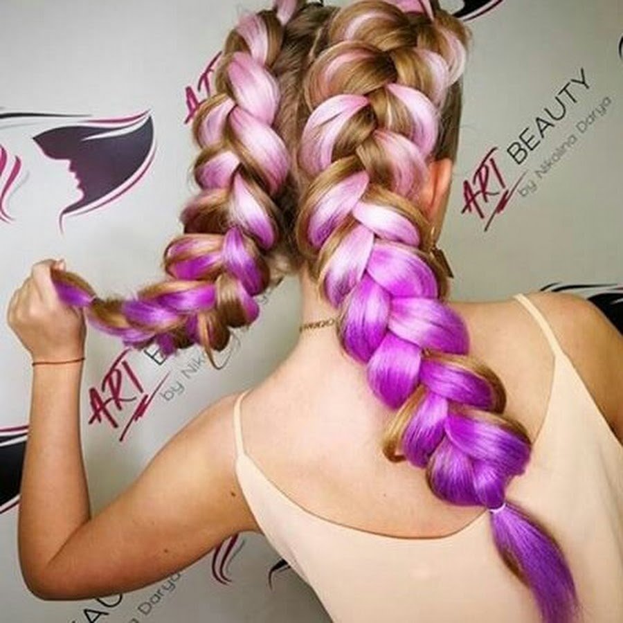 Французские косы с канекалоном 2 косы