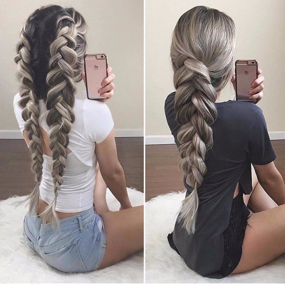 Нарощенные 2 косы