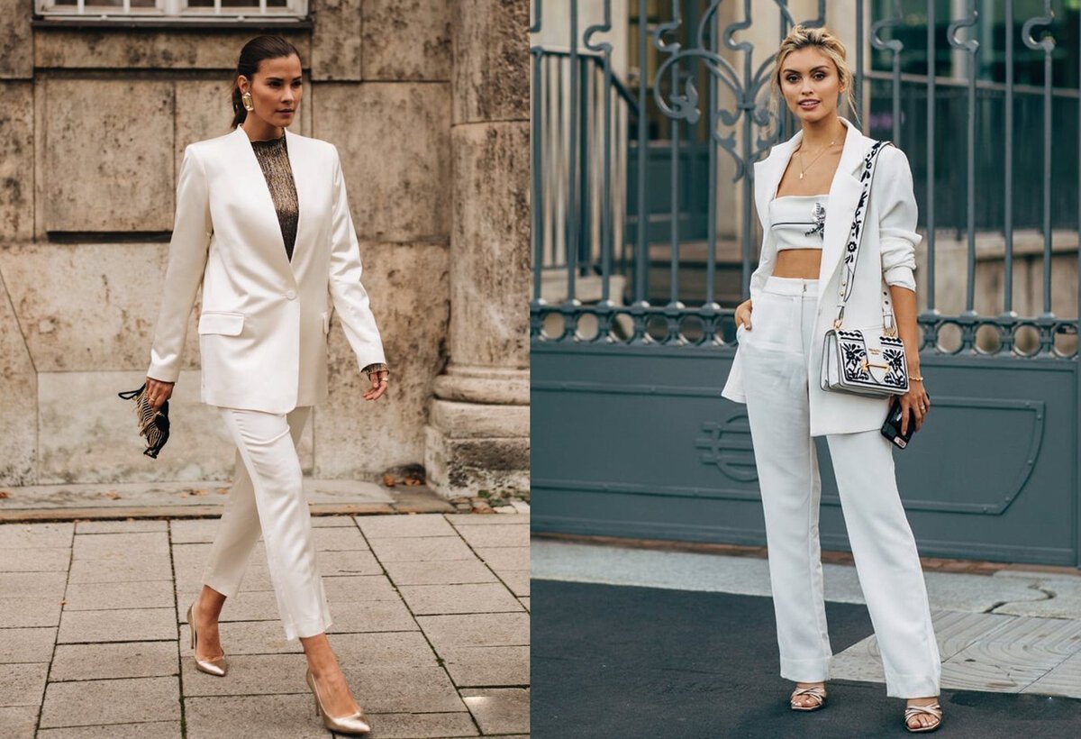 Белый брючный костюм женский на свадьбу
