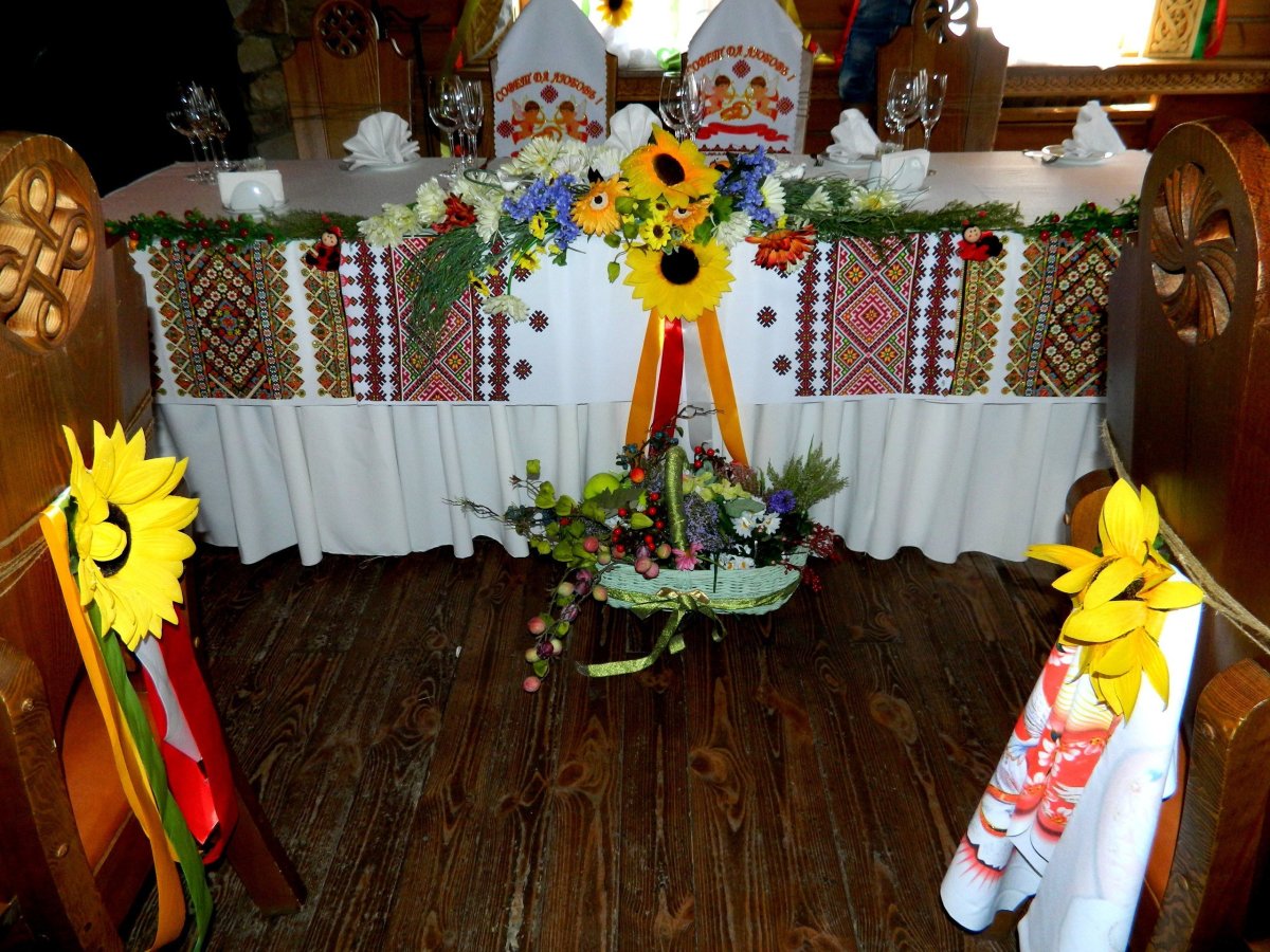 Украшение зала в русском народном стиле