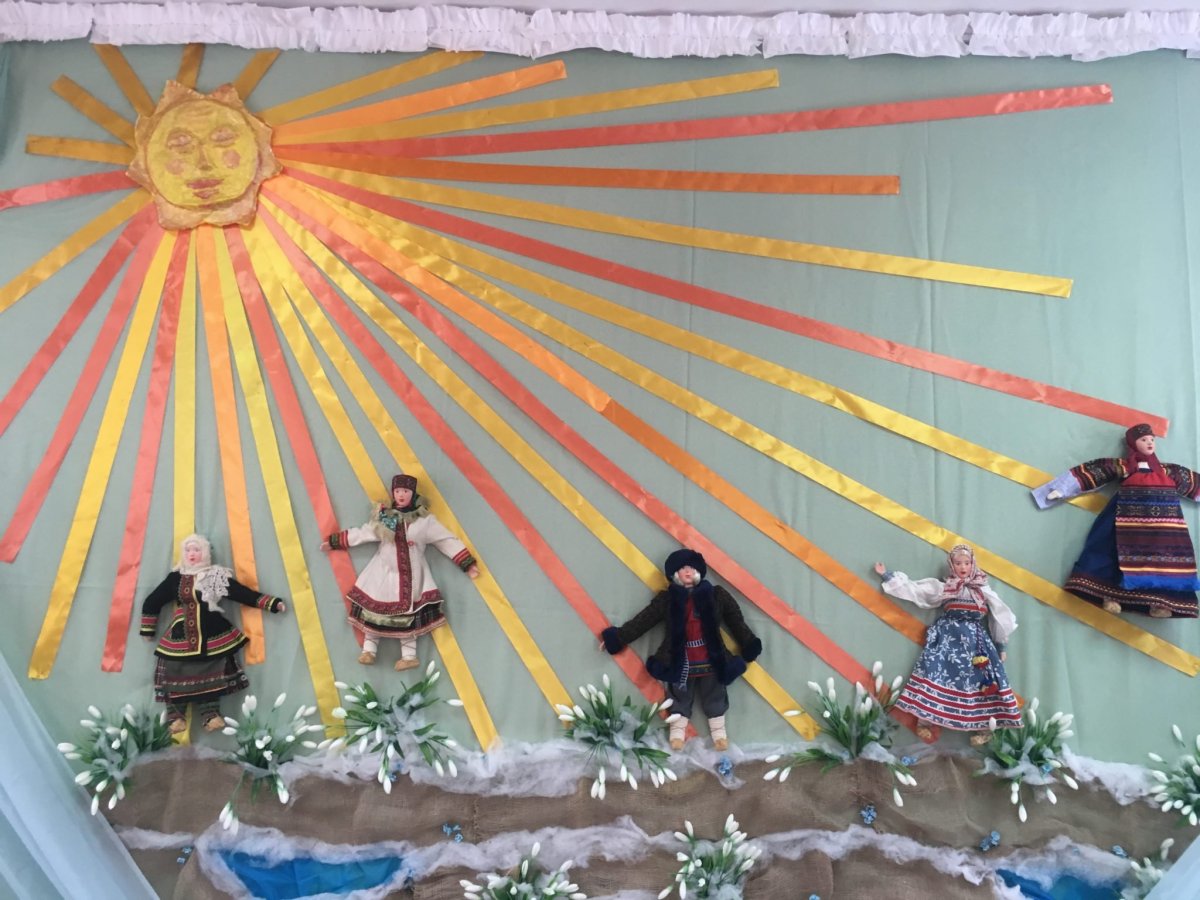 Украшение зала на Масленицу