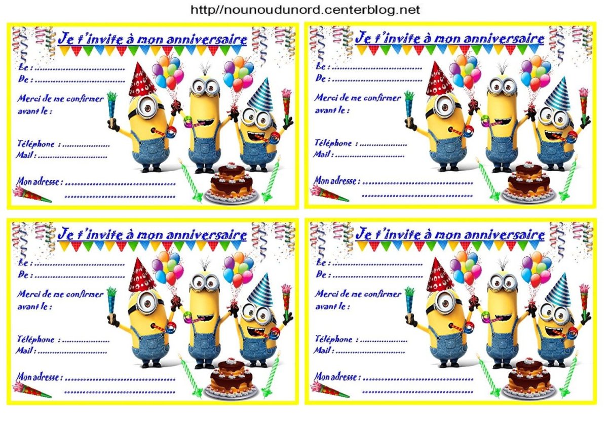 Приглашение на день рождения с миньонами