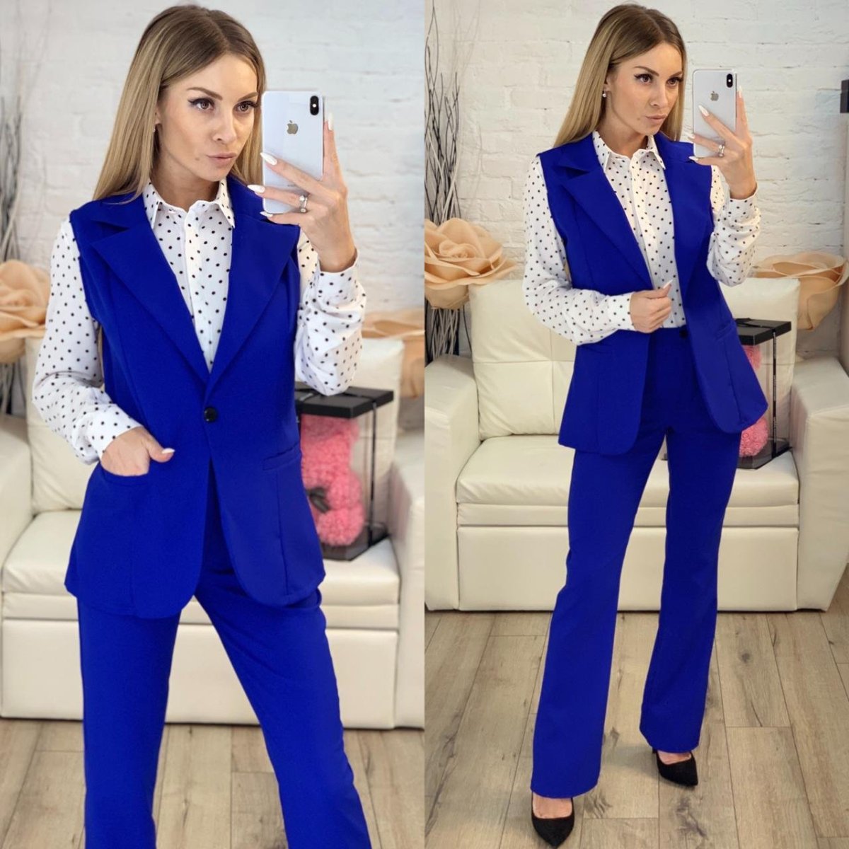 Брючный костюм с жилеткой женский