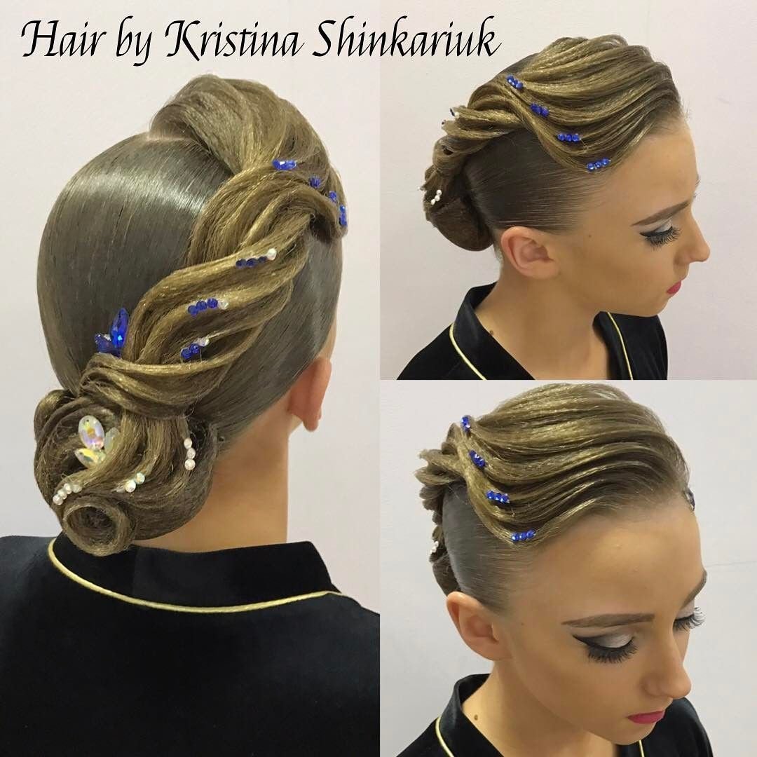 Сложная прическа для бальных танцев