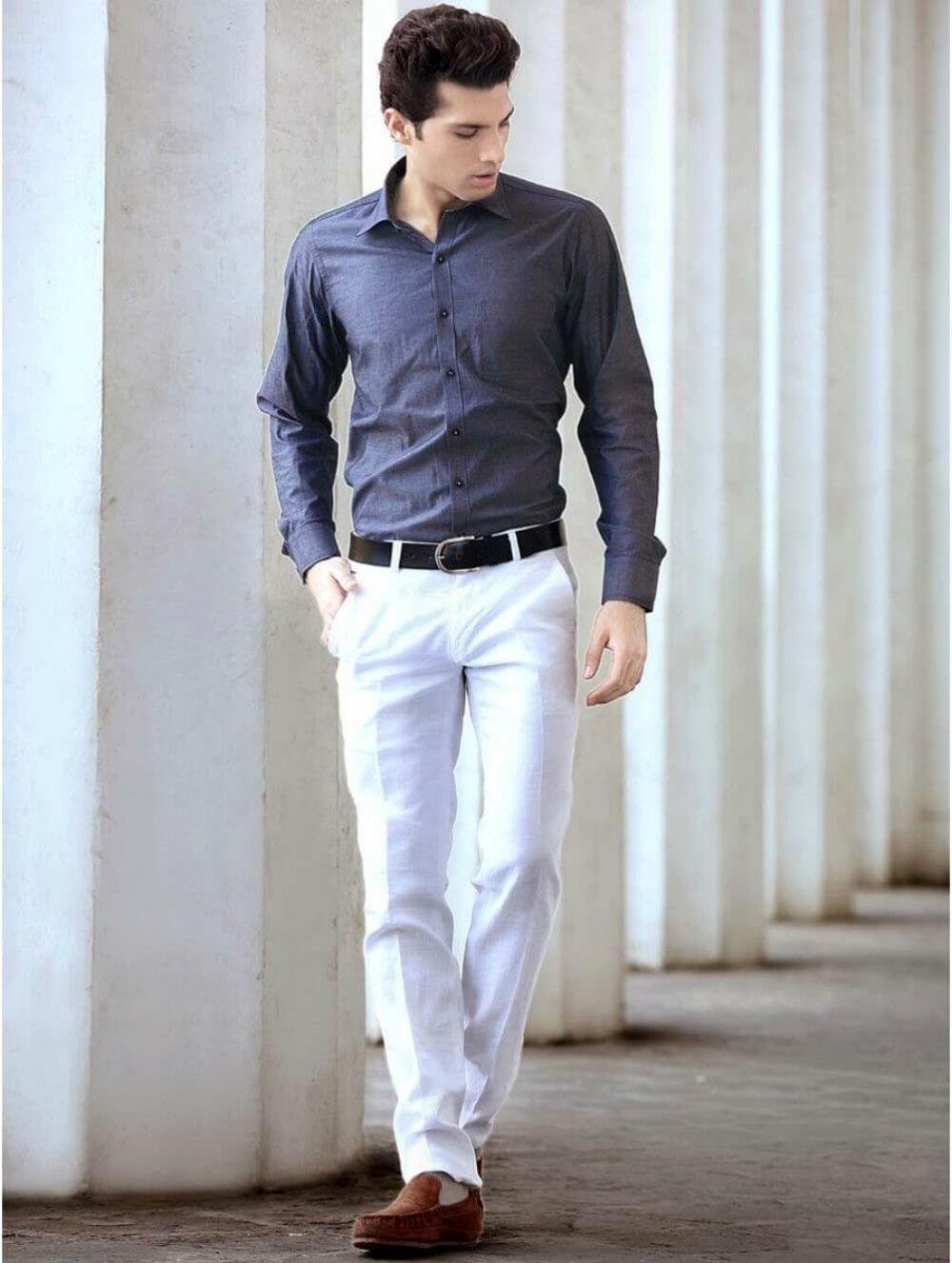 Мужской образ с белыми брюками