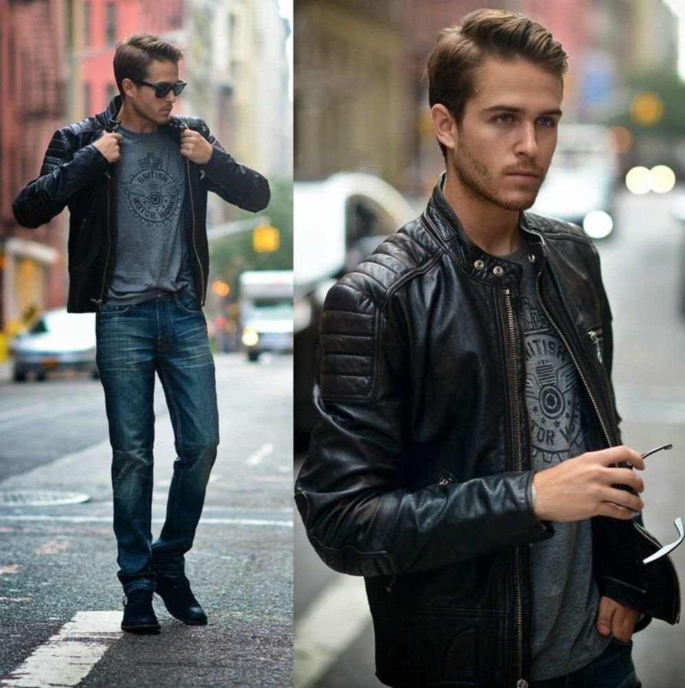 Мужской стиль с кожанкой