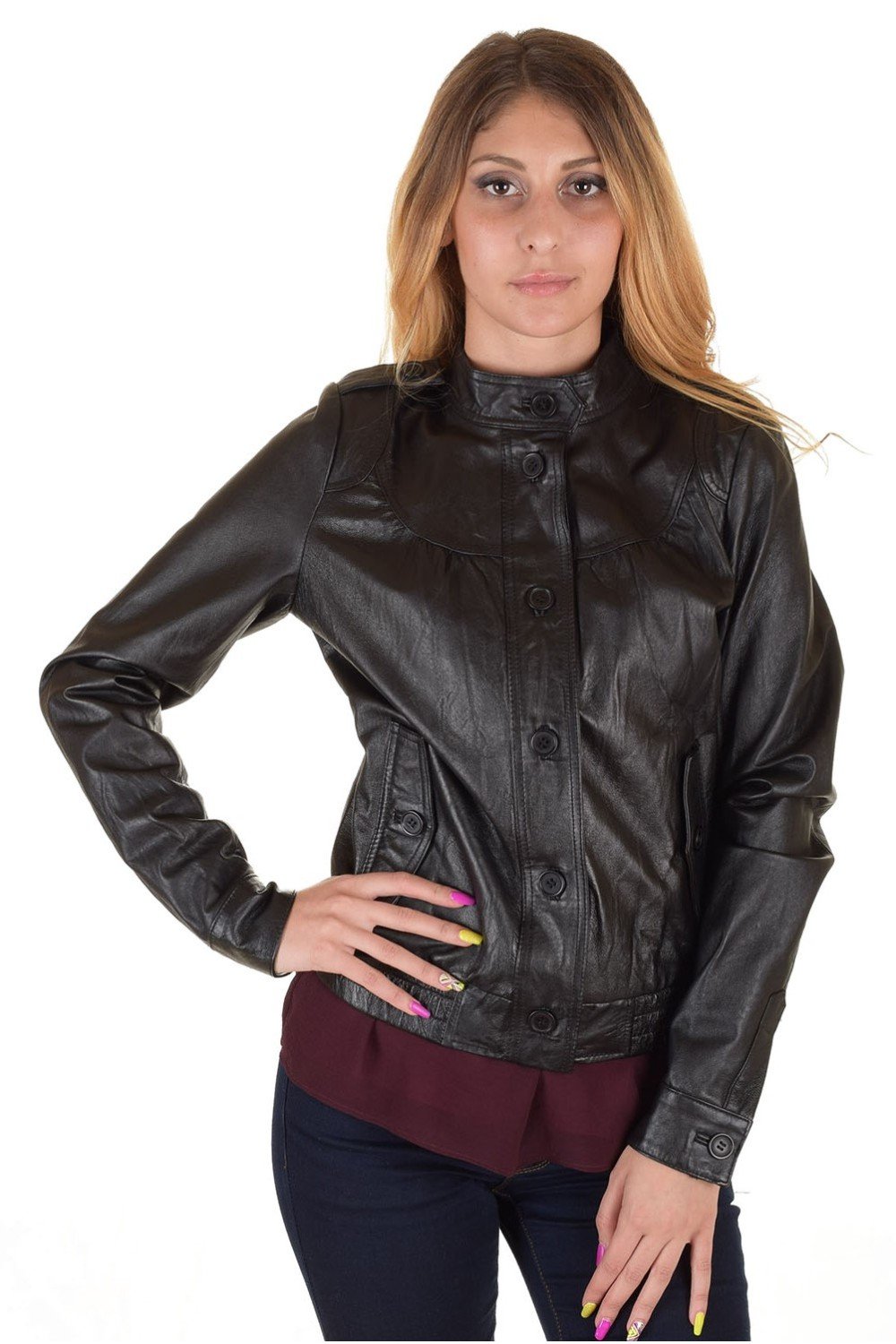 Куртка кожаная женская природа