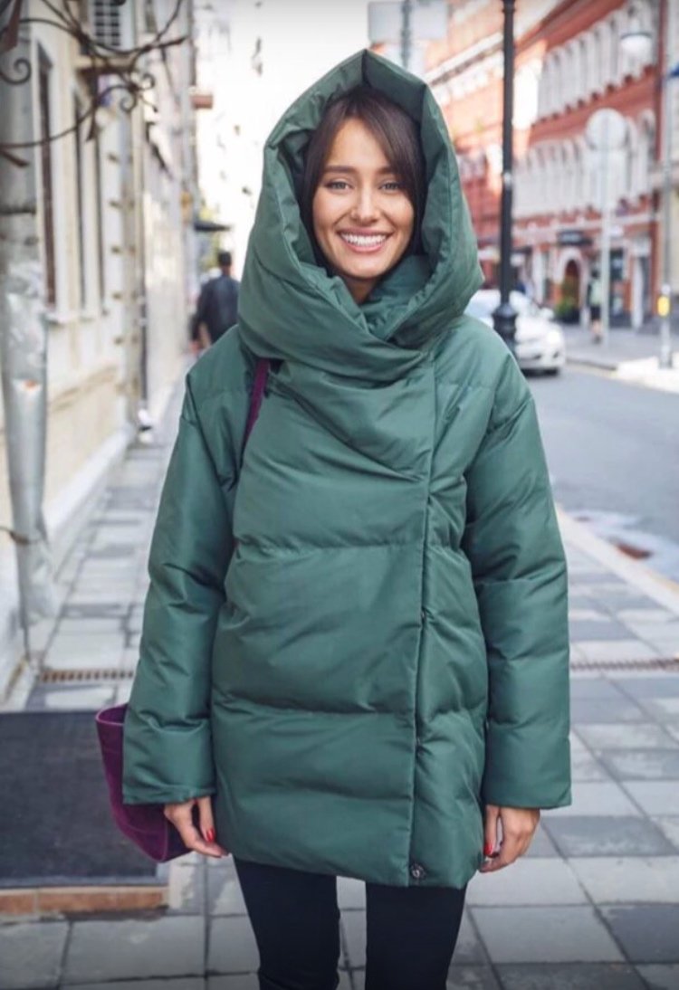 Зеленая куртка оверсайз зимняя женская