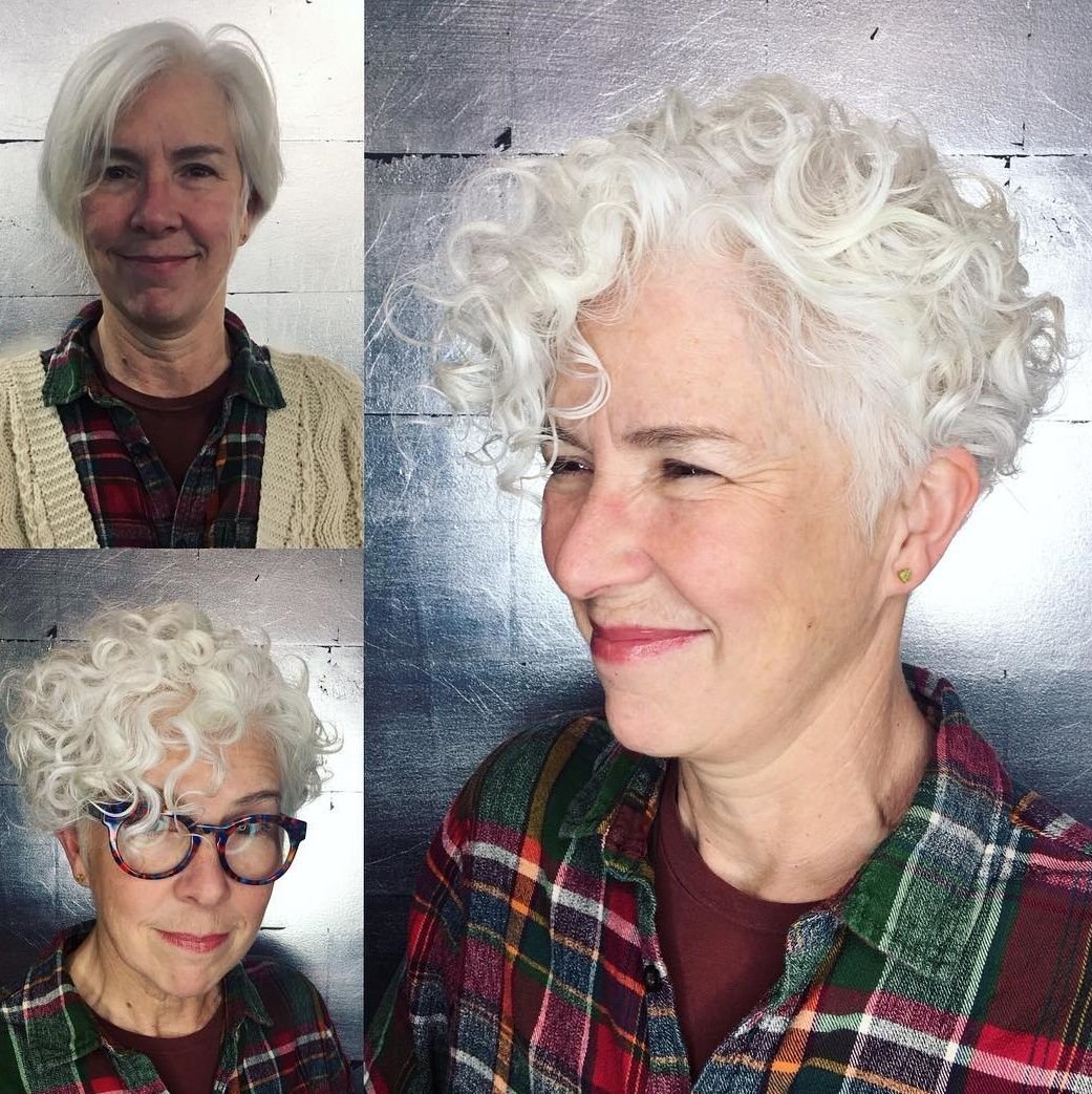 Завивка на седые волосы химическая