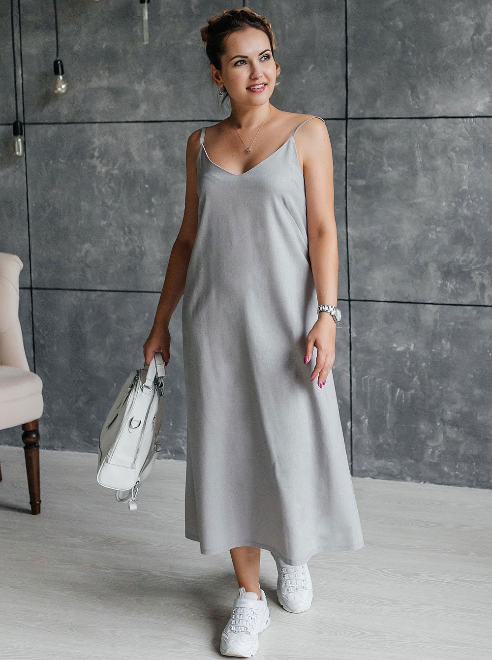 Трикотажное платье комбинация