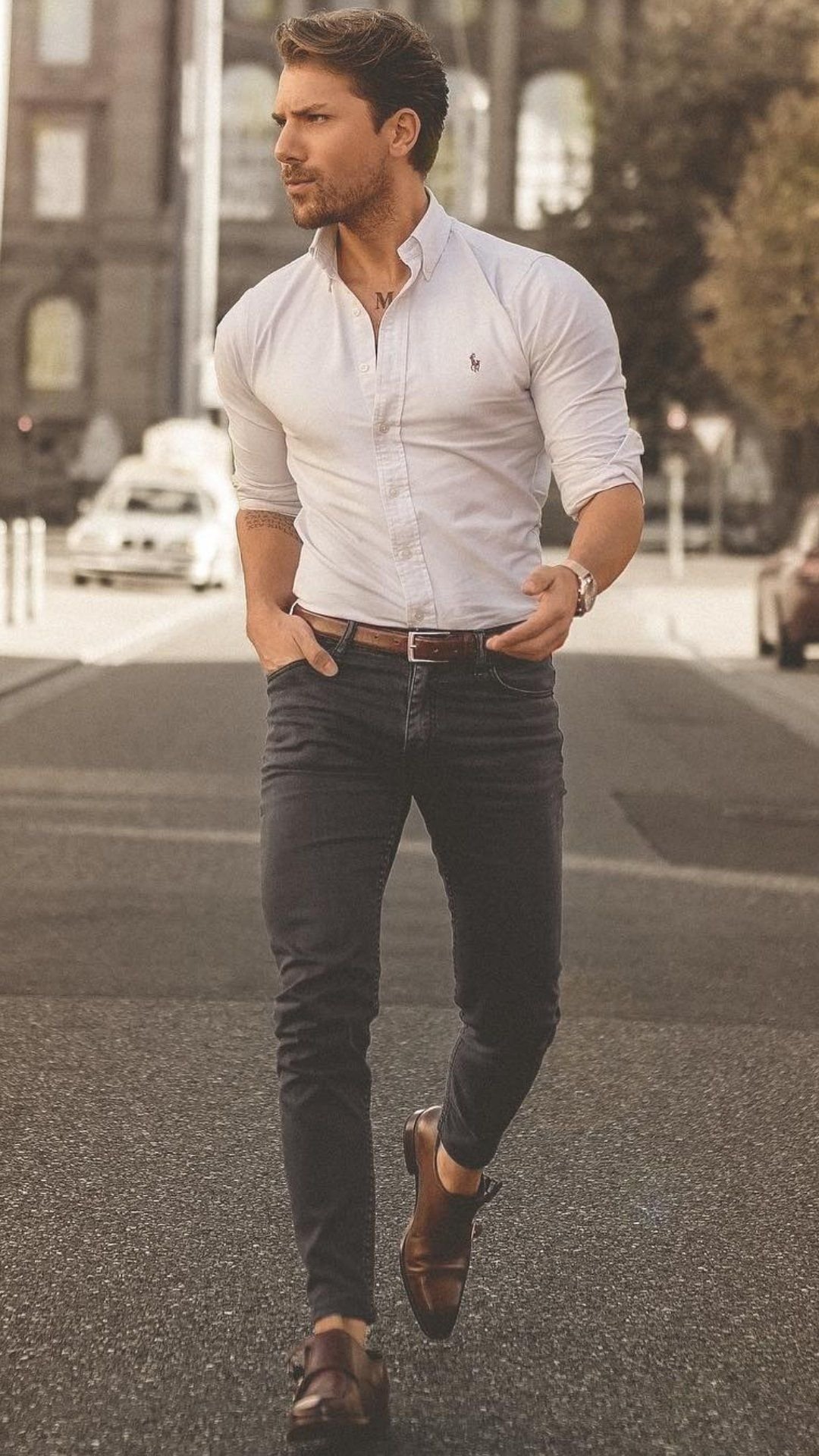 Джинсы с рубашкой мужские