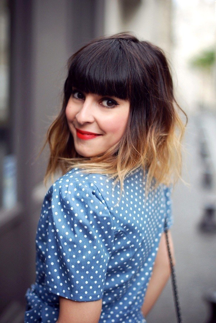 Омбре на средние волосы с челкой