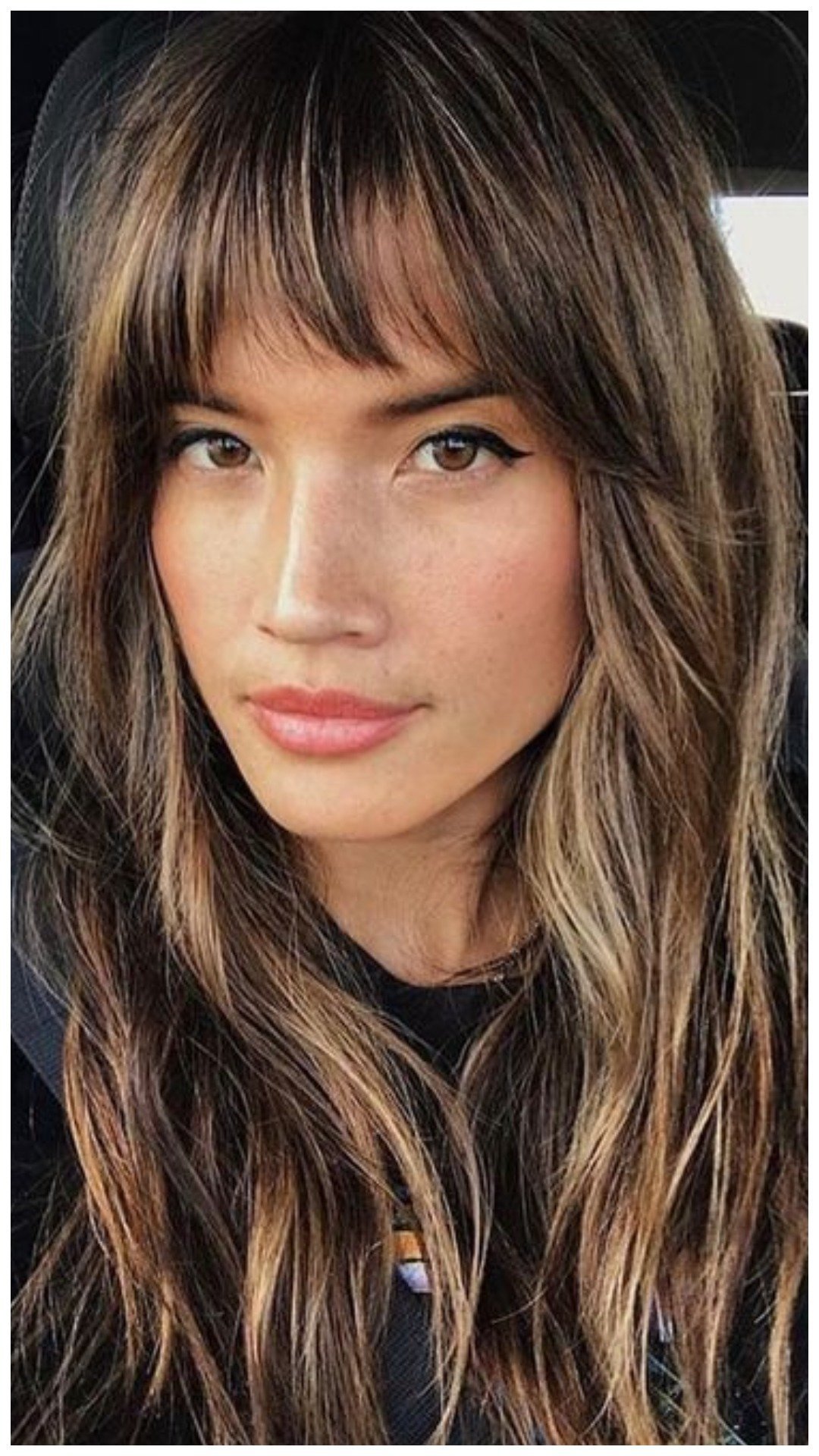 Шатуш на длинные волосы с челкой