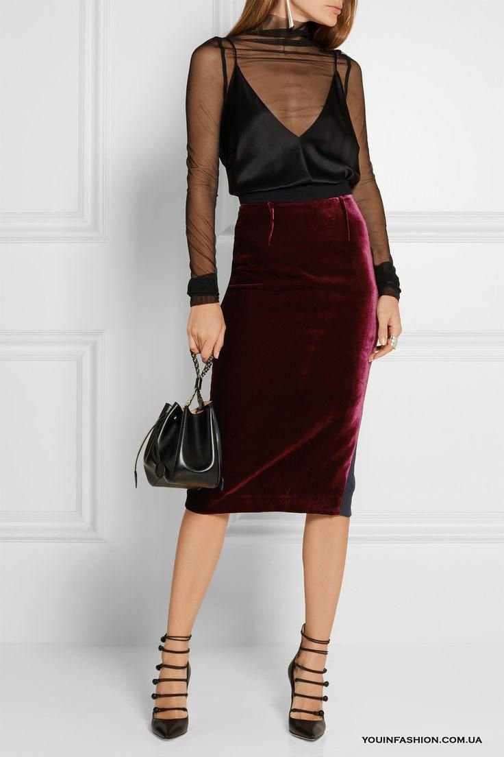 Велюровая юбка карандаш