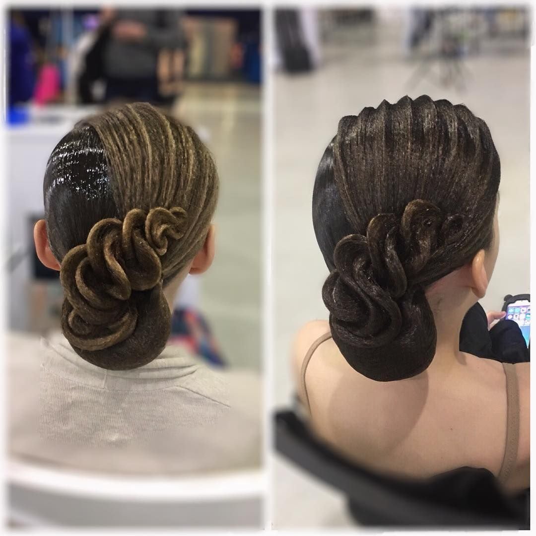 Прическа для бальных танцев со жгутами