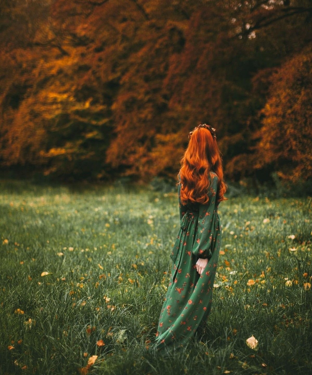 Рыжая девушка со спины