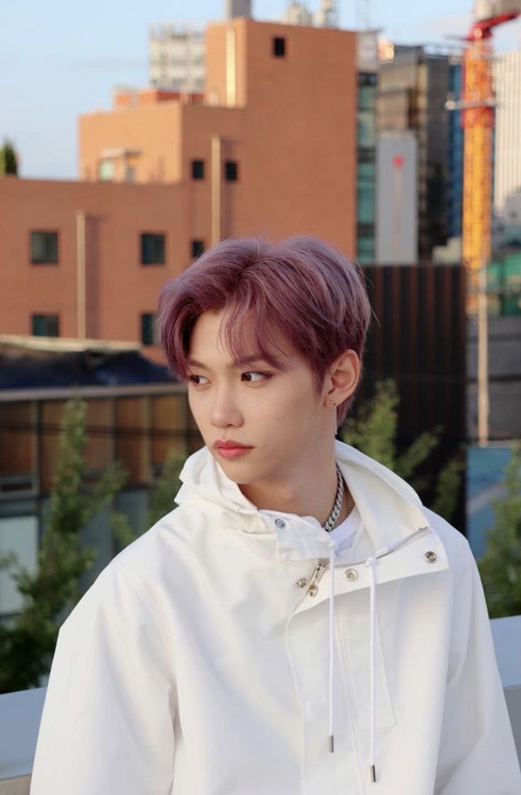 Stray Kids с фиолетовыми волосами