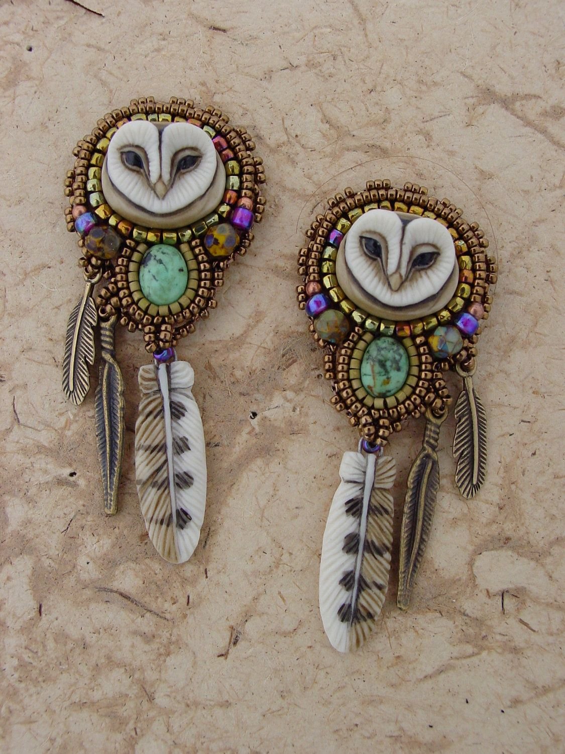 Брошь Сова в стиле бохо