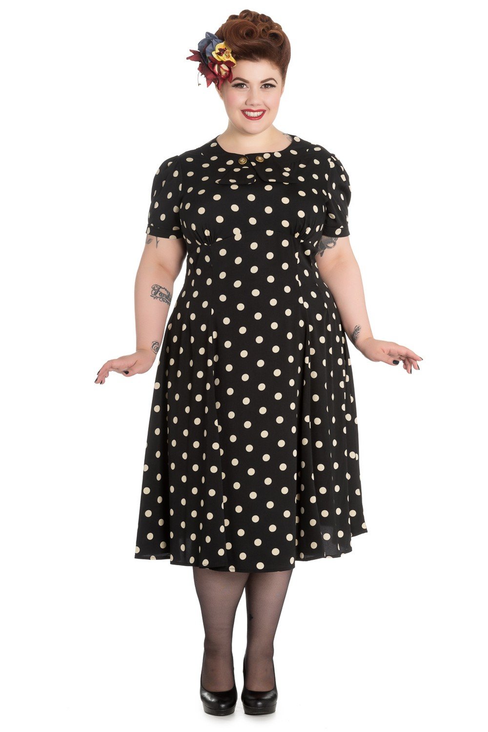 Платье в горох для полных женщин