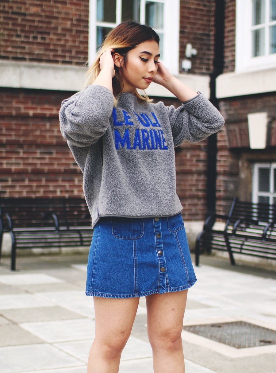 Джинсовая юбка с кофтой