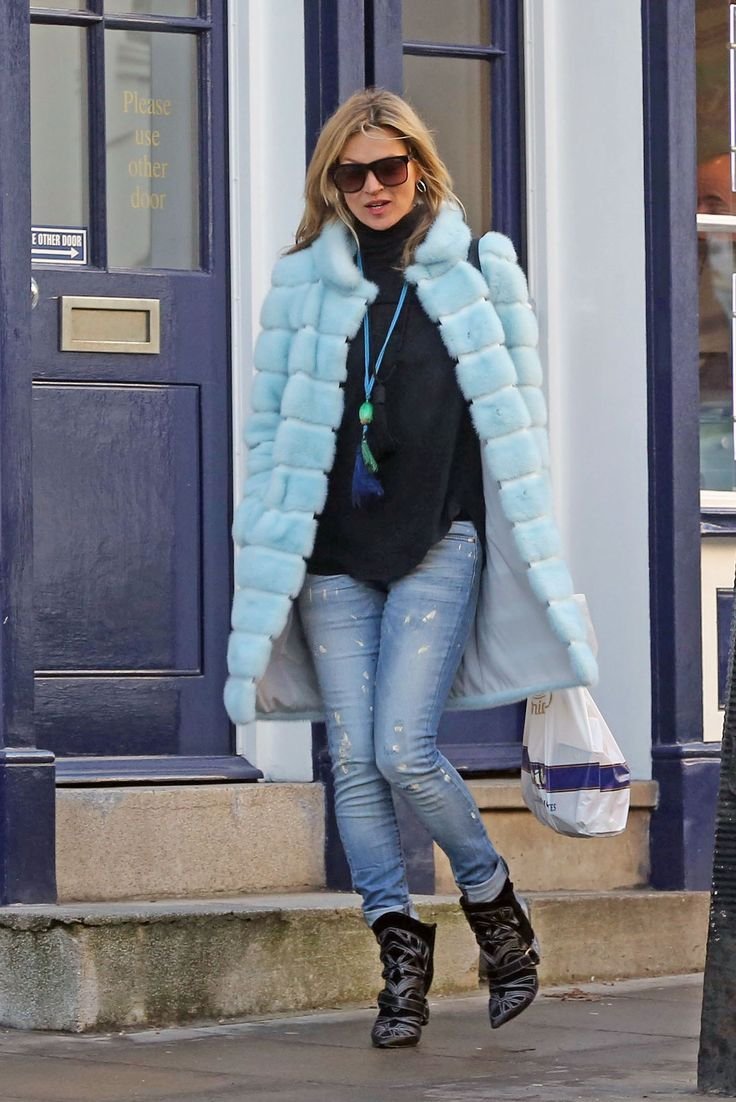 Кейт Мосс стрит стайл зима