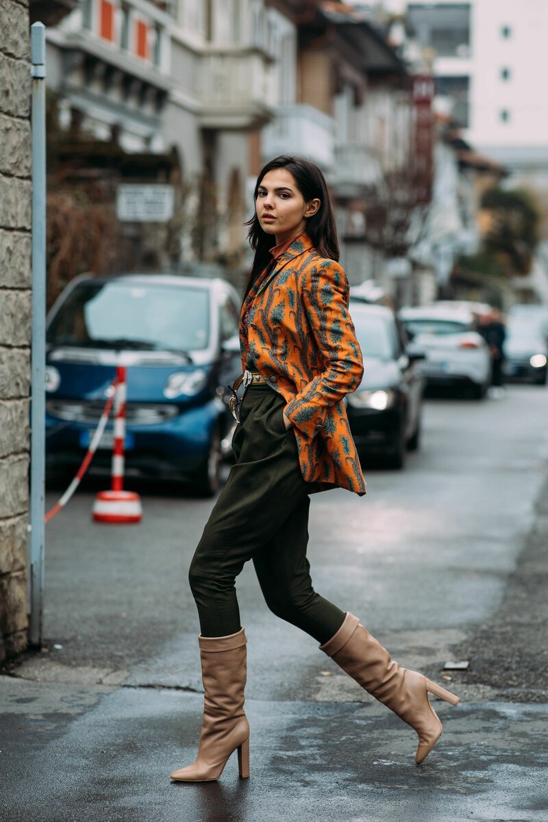 Сапоги с широким голенищем стрит стайл