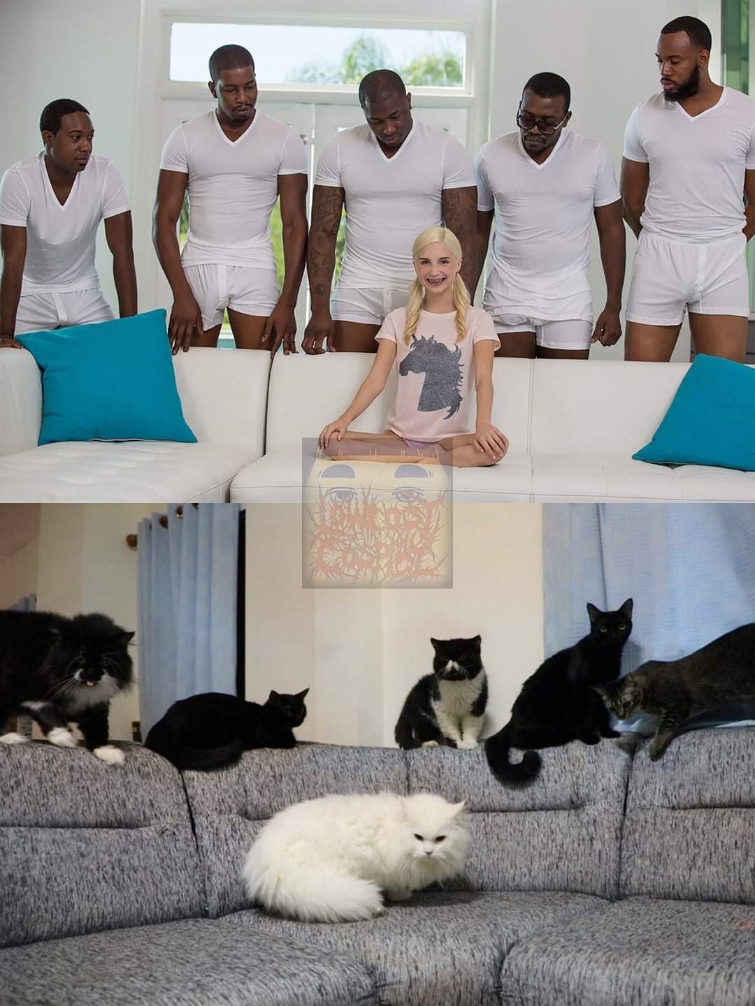 Негры вокруг девушки