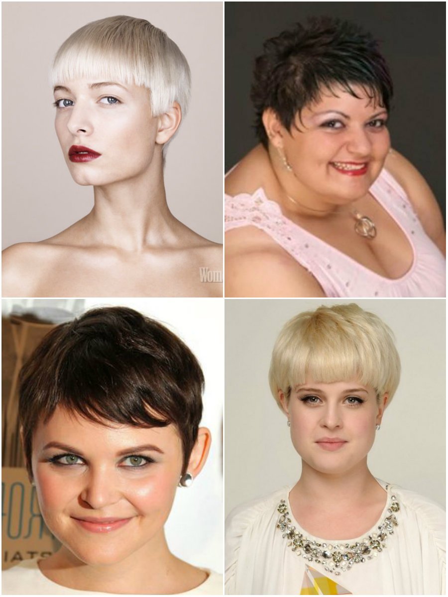 Короткая стрижка женская с челкой на полное лицо