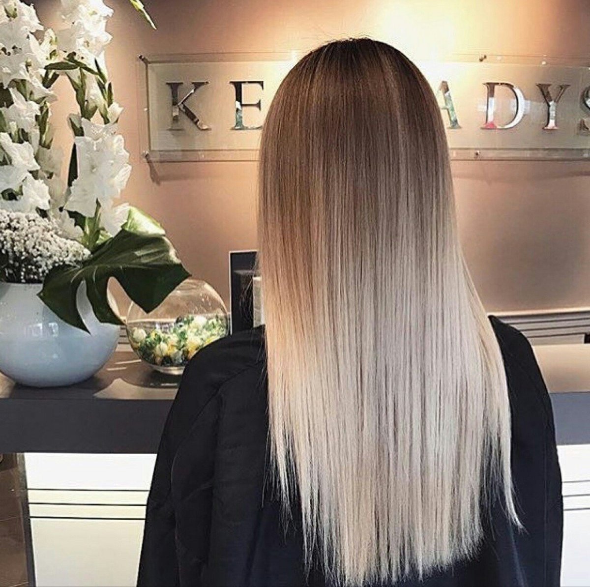 Омбре блонд на прямые