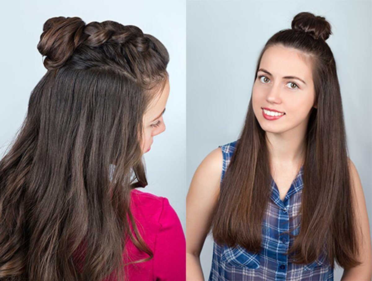 Пучок с распущенными волосами