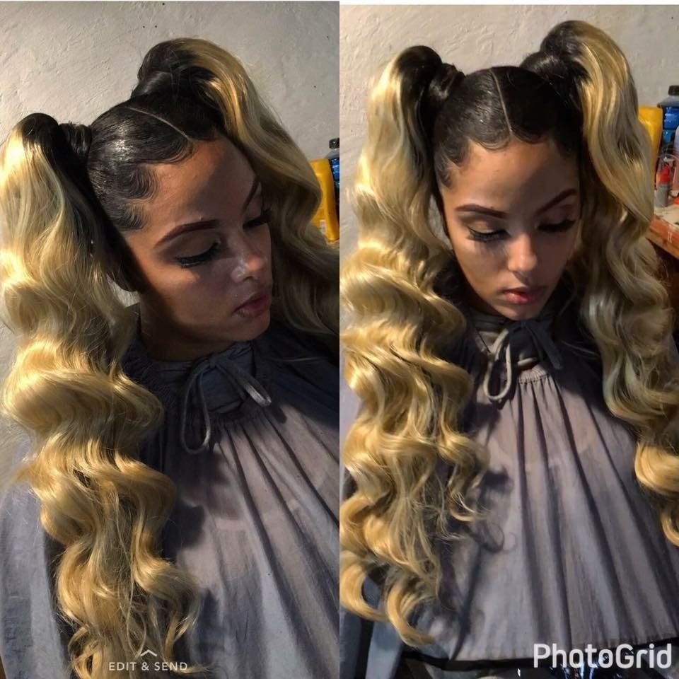 Прическа два хвоста с кудрями